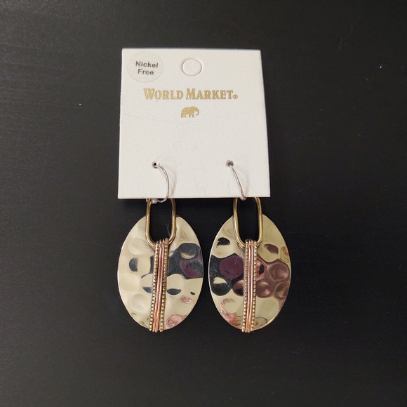 New Silver Hammered Drop Earrings - Picture 2 of 4